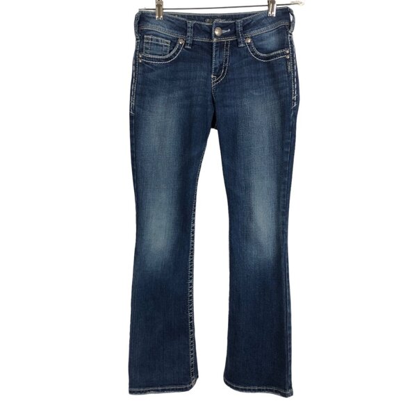 Silver Jeans Co Denim - Silver Jeans Co Suki Bootcut Jeans Sz W26 L30 Dark Wash Embroidered Mid Rise